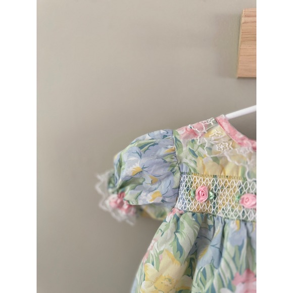 Vintage Floral Smocked Dress 3/6M - Picture 2 of 5